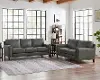 Harper Gray Leather 2 Piece Living Room Set - Sofa & Loveseat