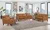 Romano Brown Leather 3 Piece Living Room Set - Amax Leather