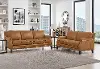 Romano Brown Leather 2 Piece Living Room Set - Sofa & Loveseat - Amax Leather