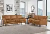 Romano Brown Leather 2 Piece Living Room Set - Sofa & Loveseat
