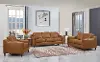 Ballari Cognac Brown Leather 3 Piece Living Room Set with Loveseat - Amax Leather