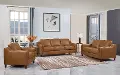 Ballari Cognac Brown Leather 3 Piece Living Room Set with Loveseat