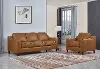 Ballari Cognac Brown Leather 2 Piece Living Room Set - Sofa & Chair