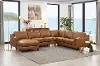 Ballari Cognac Brown Leather 4 Piece Sectional with Left-Facing Chaise - Amax Leather