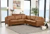 Ballari Cognac Brown Leather 3 Piece Sectional - Amax Leather