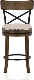 IDF-BR1855A-24 Shae Oak Brown Counter Height Swivel Stool, Set of 2