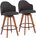 B26-AHOYUP2-Q WLCHAR2 Ahoy Swiveling Gray Counter Stool with Walnut Legs, Set of 2