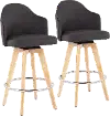 B26-AHOYUP2-R NACHAR2 Ahoy Swiveling Gray Counter Stool with Natural Legs, Set of 2