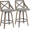 B26-CHARLOT LGYGY2 Charlotte Gray & Light Gray Wood Counter Stool, Set of 2