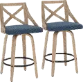 B26-CHARLOT WWBU2 Charlotte Blue & White-Washed Wood Counter Stool, Set of 2