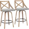 B26-CHARLOT WWLGY2 Charlotte Gray & White-Washed Wood Counter Stool, Set of 2