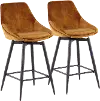 B26-DIANA 55SWVX BKVY2 Diana Golden Yellow Velvet Swiveling Counter Stools, Set of 2