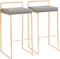B30-FUJI AUGY2 Fuji Gold and Gray Bar Stool with Low Back, Set of 2