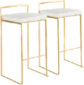 BS-FUJI AU+W2 Fuji Gold and White Bar Stool with Low Back, Set of 2