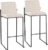 B30-FUJIHB BKFBG2 Fuji Black & Beige Barstools, Set of 2