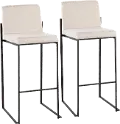 B30-FUJIHB BKFBG2 Fuji Black and Beige Bar Stool, Set of 2