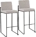 B30-FUJIHB BKFGY2 Fuji Black and Light Gray Bar Stool, Set of 2