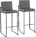 B30-FUJIHB BKGY2 Fuji Black and Gray Bar Stool, Set of 2