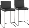 B26-FUJIHB BKBK2 Fuji Black Counter Height Stool, Set of 2