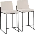 B26-FUJIHB BKFBG2 Fuji Black and Beige Counter Height Stool, Set of 2