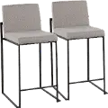B26-FUJIHB BKFGY2 Fuji Black and Light Gray Counter Height Stool, Set of 2