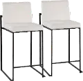 B26-FUJIHB BKVW2 Fuji Black and White Velvet Height Stool, Set of 2