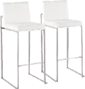 B30-FUJIHB SSVW2 Fuji High Back Stainless & White Velvet Barstools, Set of 2
