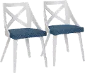 CH-CHARLOT WTXTBU2 Charlotte White & Blue Dining Chairs, Set of 2