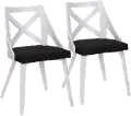 CH-CHARLOT WTXTCHAR2 Charlotte White & Charcoal Dining Chairs, Set of 2