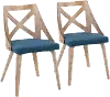 CH-CHARLOT WWBU2 Charlotte Light Brown & Blue Dining Chairs, Set of 2