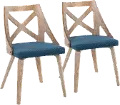 CH-CHARLOT WWBU2 Charlotte Light Brown & Blue Dining Chairs, Set of 2