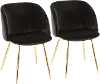 CH-FRAN AU+BK2 Fran Gold & Black Velvet Glam Dining Chairs, Set of 2