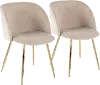 CH-FRAN AU+CR2 Fran Gold & Cream Velvet Glam Dining Chairs, Set of 2