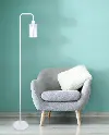FL64-PUCK-KLC WGL Puck Glass & Glossy White Floor Lamp