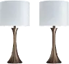TL24-LENUXE-DBL GBW2 Lenuxe Bronze Table Lamps with Off-White Shades, Set of 2