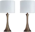 TL24-LENUXE-DBL GBW2 Lenuxe Bronze Table Lamps with Off-White Shades, Set of 2