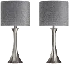 TL24-LENUXE-DBL NIGY2 Lenuxe Nickel Table Lamps with Gray Shades, Set of 2