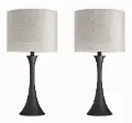 TL24-LENUXE-DBL OBNA2 Lenuxe Bronze Table Lamps with Natural Linen Shades, Set of 2