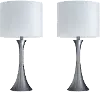 TL24-LENUXE-SBT_NIW2 Lenuxe Nickel Table Lamps with White Shades, Set of 2