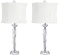 TL25-DIAMPIL-RBW K9W2 Diamond Pillar Table Lamps with Off-White Linen Shades, Set of 2