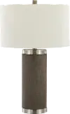 TL26-CYLNDR-KTL BKW Cylinder Acid Brown Wood Polyresin Table Lamp