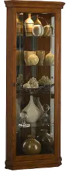 Golden Oak Brown Corner Curio Cabinet