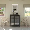 Ashbury Black 40 H Accent Cabinet with Fluted Glass Doors