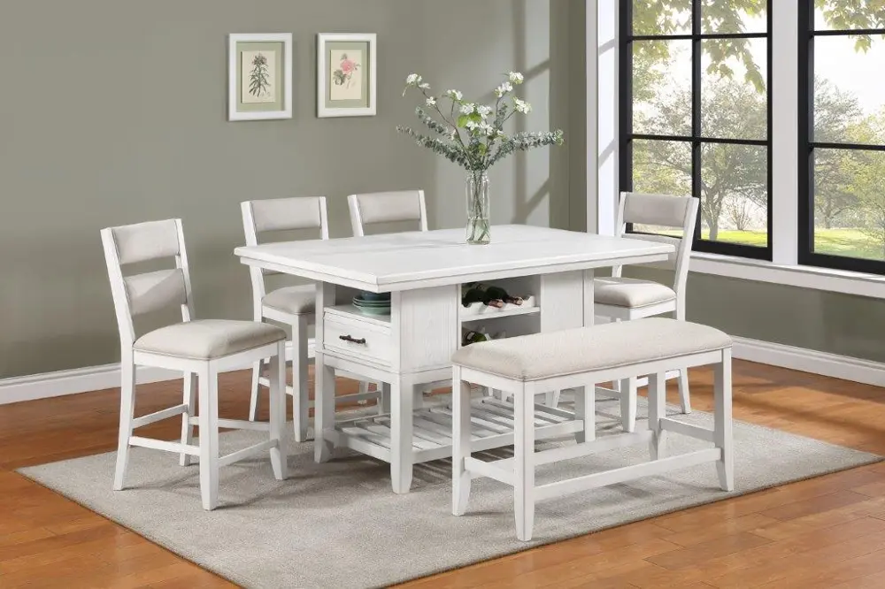 Willow White 5 Piece Counter Height Dining Set-1