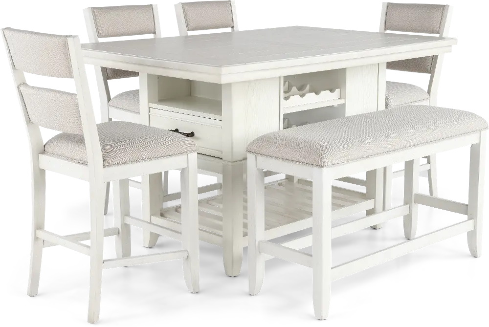 Willow White 6 Piece Counter Height Dining Set-1