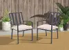 Nusa Slat-Back Outdoor Dining Chairs with Cushion, Set of 2
