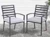 Nusa Ladder-Back Outdoor Dining Chairs with Cushion, Set of 2