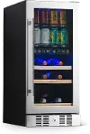 NWB057SS00 NewAir 15 Premium Built-in Dual Zone Wine and Beverage Fridge - Stainless Steel