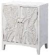 Morgana White Accent Cabinet with Raised Leaf Pattern