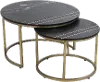 73326 Kayla Black Marble Round Nesting Tables, Set of 2